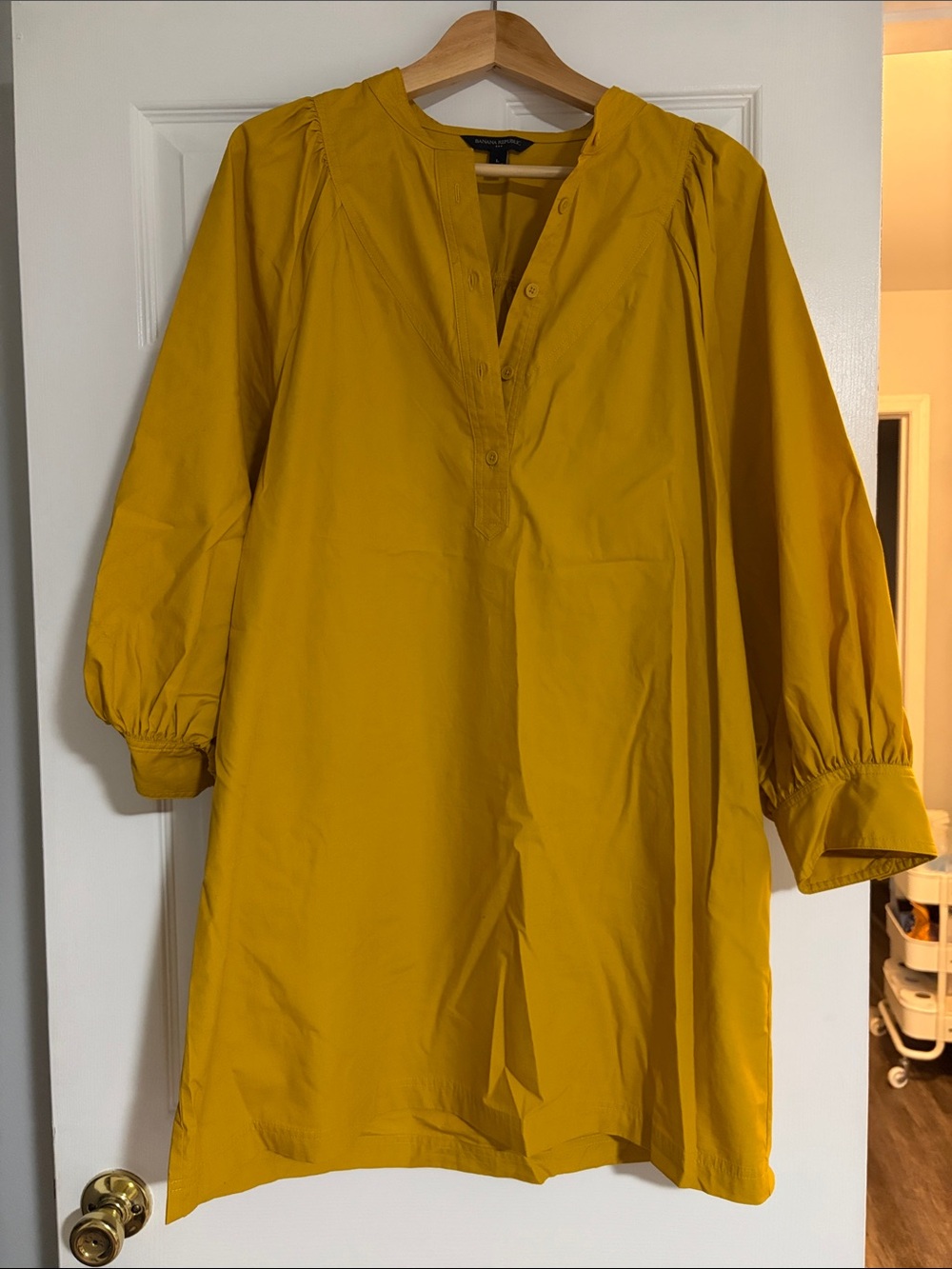 Banana Republic Mustard Tunic Dress with Balloon Sleeves